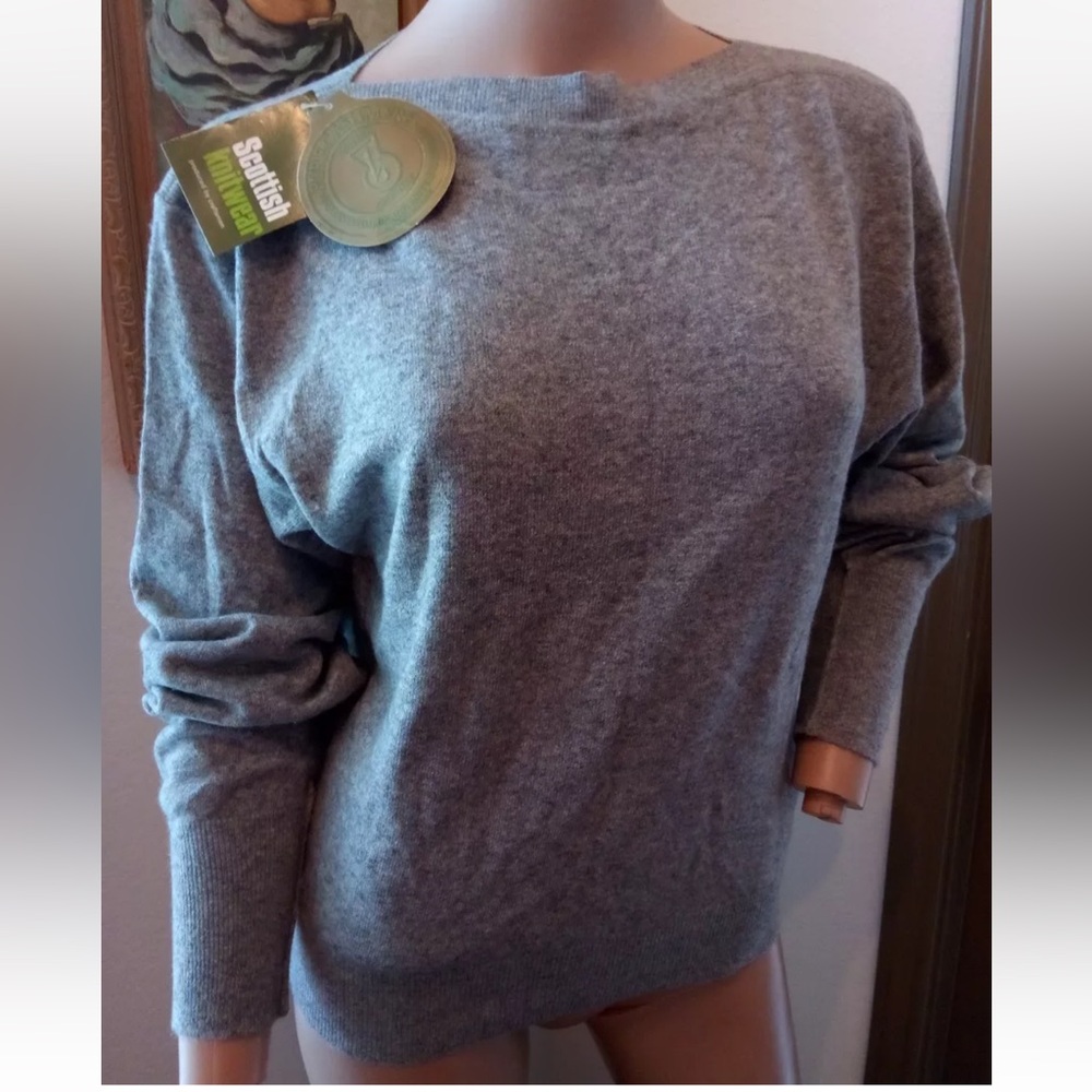 Vtg NWT Deadstock Trimingham's Bermuda Scotland Gray 100% Cashmere Sweater 3